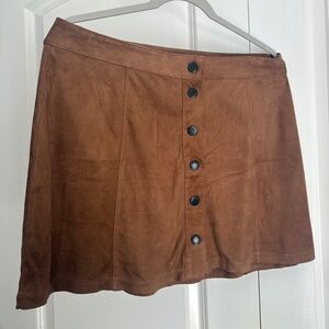 American Eagle Brown Suede Button Mini Skirt